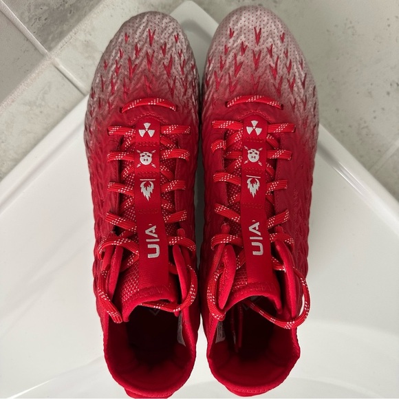 Under Armour Red and Silver Cleats Size 10 Men - Picture 9 of 13